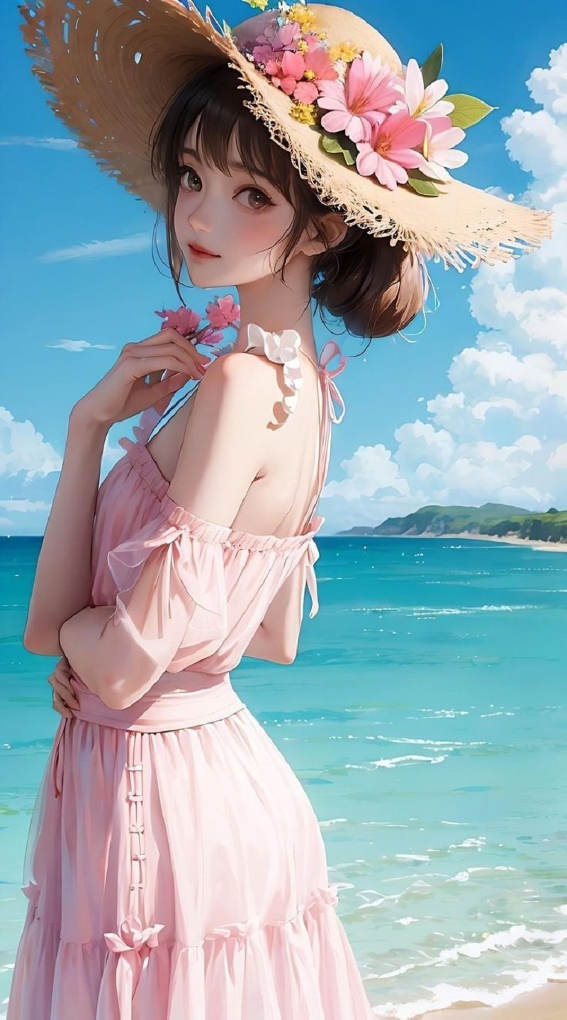 ảnh gái xinh anime đội mũ