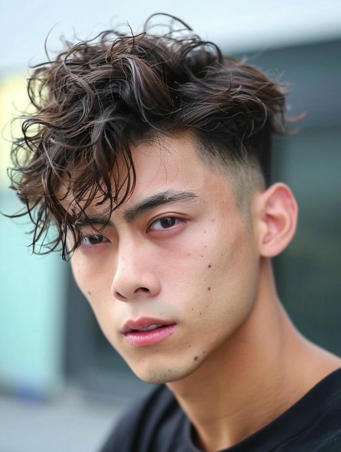 ảnh uốn tóc layer nam