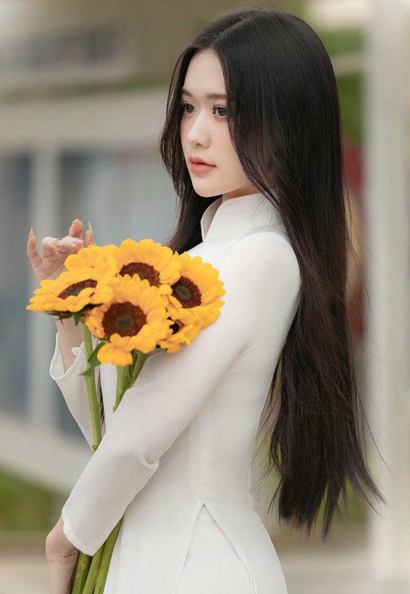 gái xinh đất việt mặc áo dài trắng
