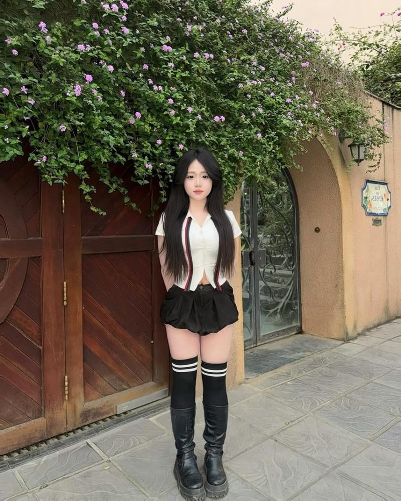 gai xinh mặc váy ngắn