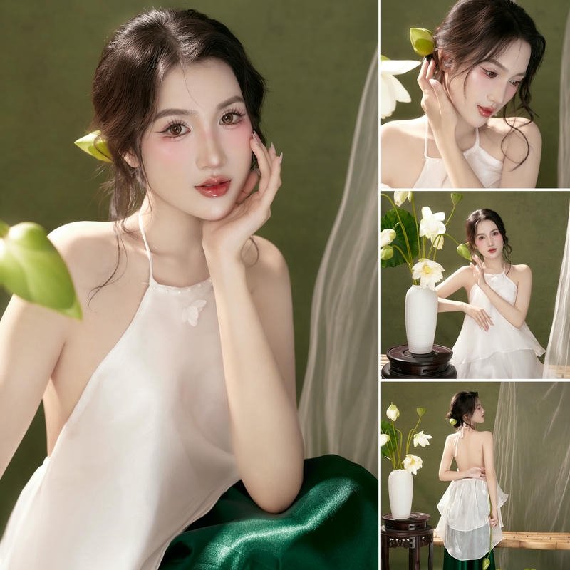 gái xinh mặc yếm không nội y