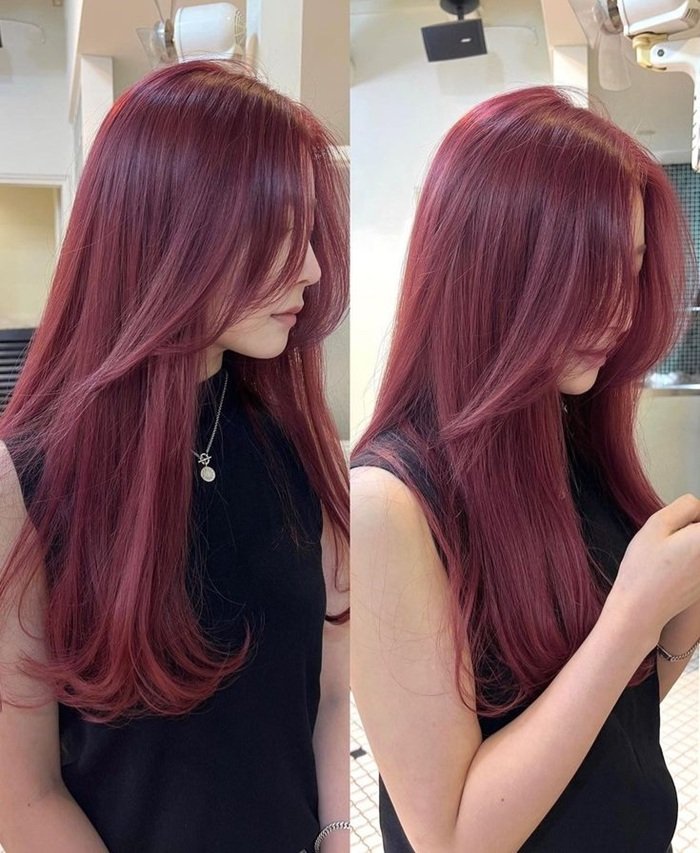 nhuộm tóc nâu đỏ cherry