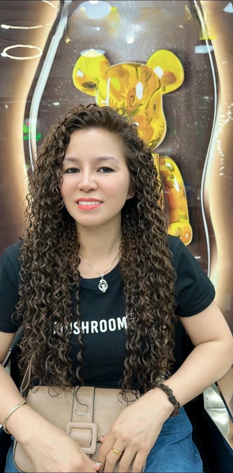 tóc dài uốn xù đũa