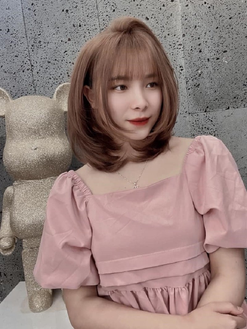 tóc layer ngang vai cho mặt tròn