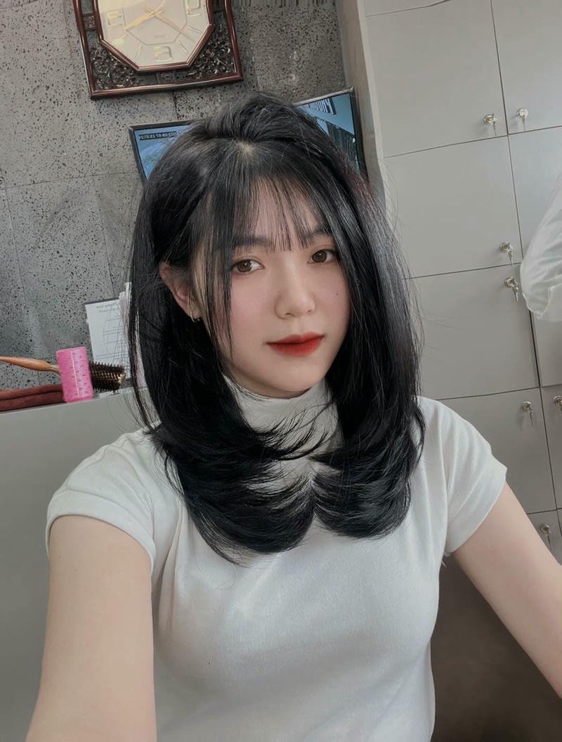 tóc layer ngang vai không uốn