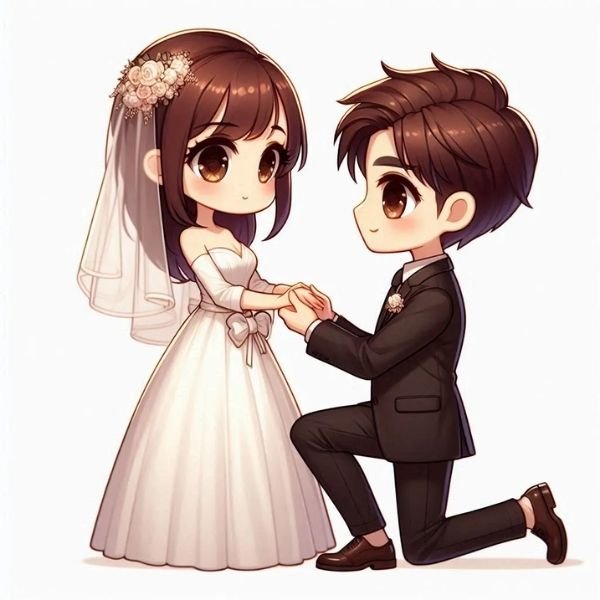 ảnh cô dâu chú rể chibi cực chất