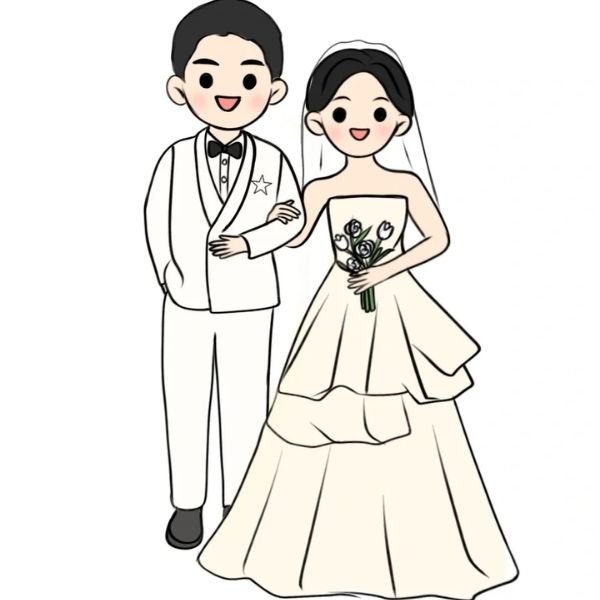 ảnh cô dâu chú rể chibi đẹp