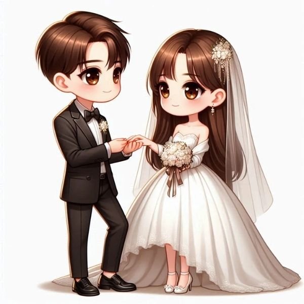 ảnh cô dâu chú rể chibi full hd