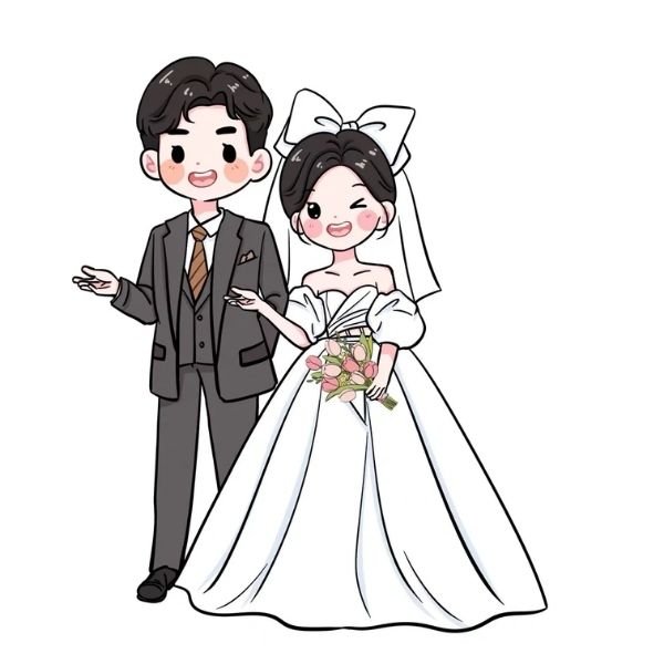 ảnh cô dâu chú rể chibi hd