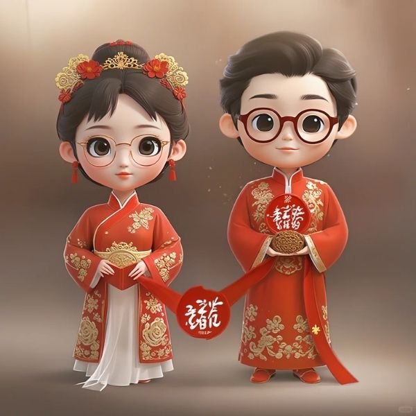 ảnh nền cô dâu chú rể chibi 3d