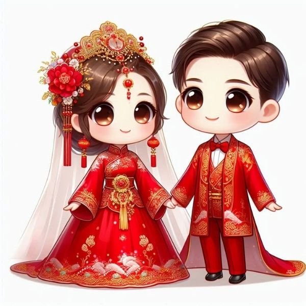 ảnh nền cô dâu chú rể chibi 4k