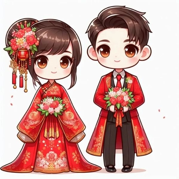 ảnh nền cô dâu chú rể chibi đẹp nhất