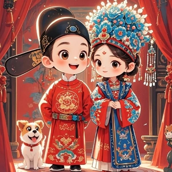 hình ảnh cô dâu chú rể chibi 4k