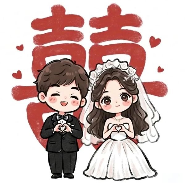 hình ảnh cô dâu chú rể chibi cực đẹp