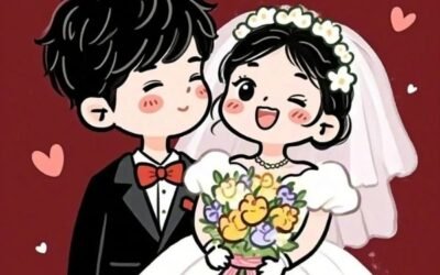 hình ảnh cô dâu chú rể chibi cute