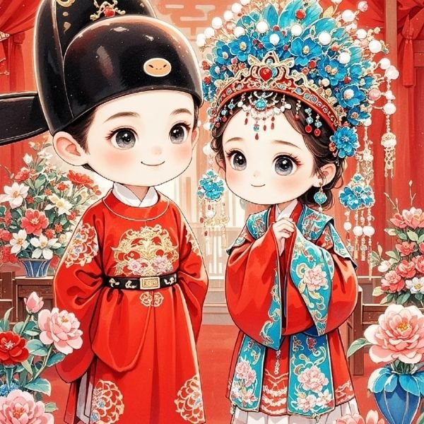 hình ảnh cô dâu chú rể chibi full hd