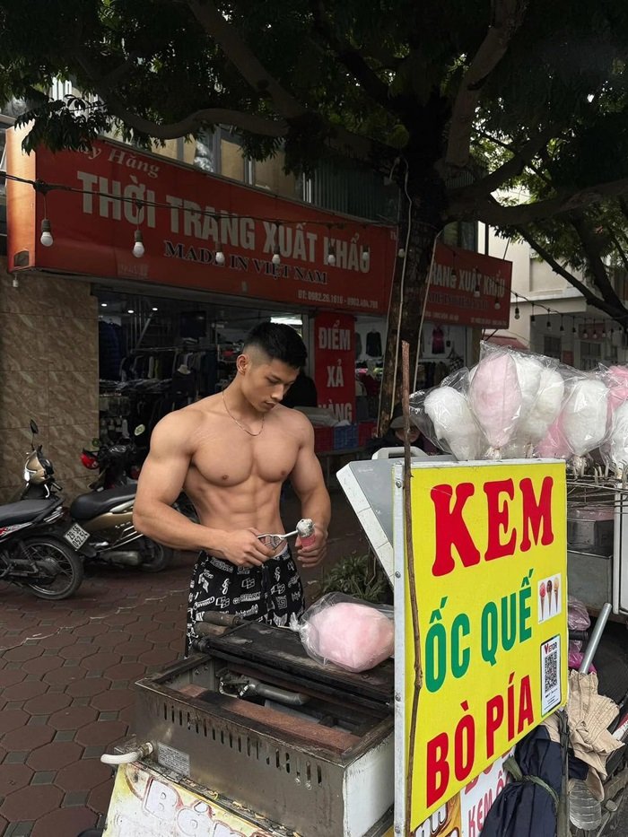 hình ảnh trai đẹp cơ bắp bán kem