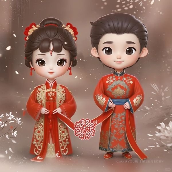 hình cô dâu chú rể chibi 3d