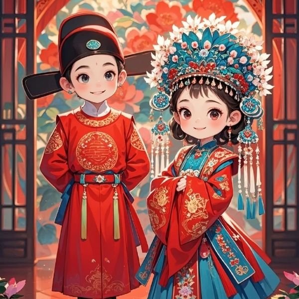 hình cô dâu chú rể chibi cực chất