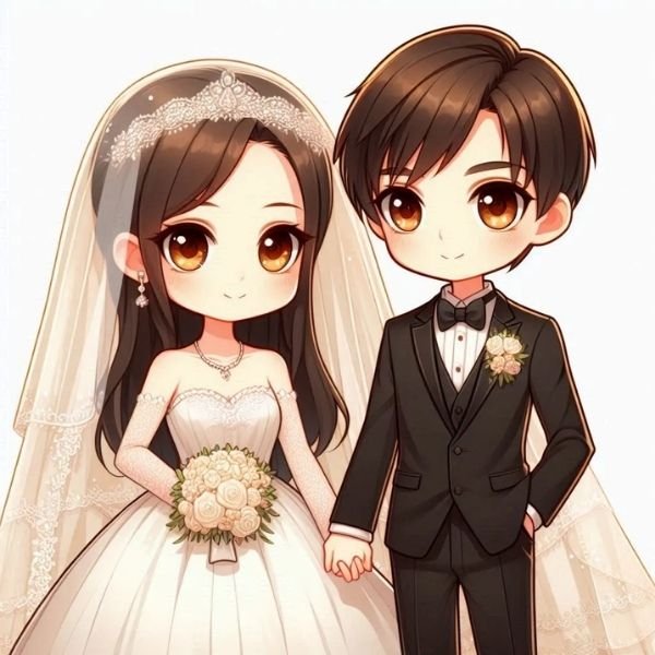 hình cô dâu chú rể chibi đẹp