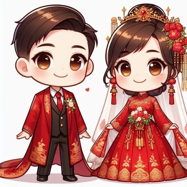 hình cô dâu chú rể chibi full hd