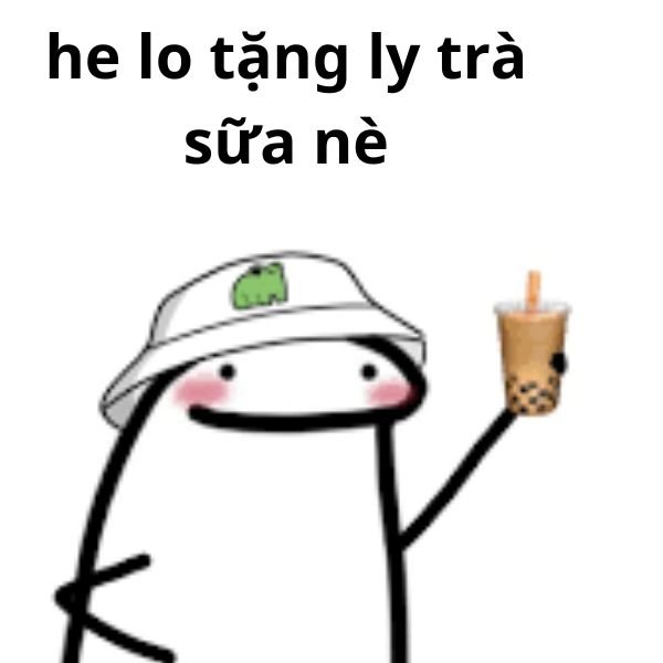 meme hello tặng ly trà sữa